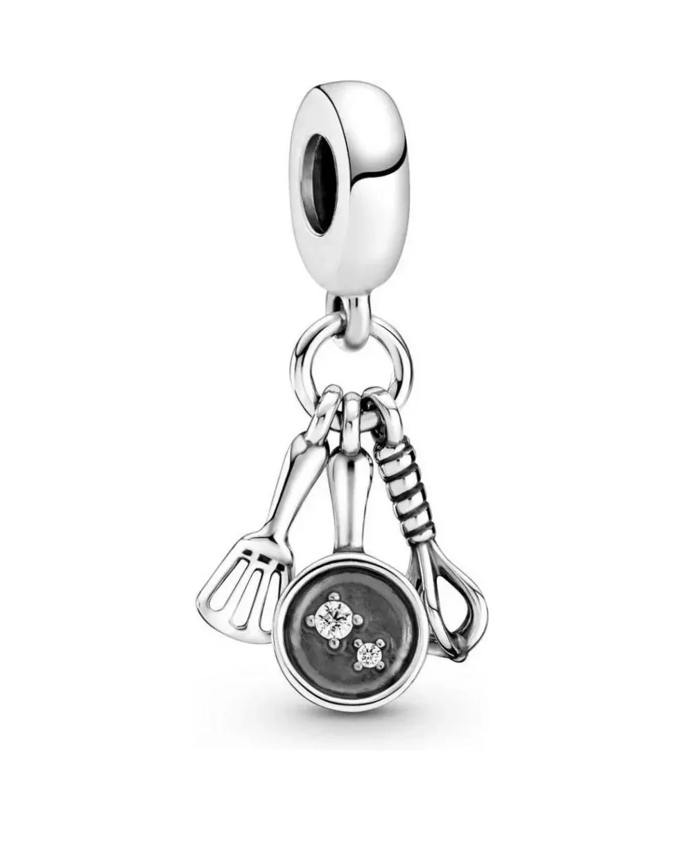 Charm Pandora argent 925 thème cuisine couverts zirconium femme