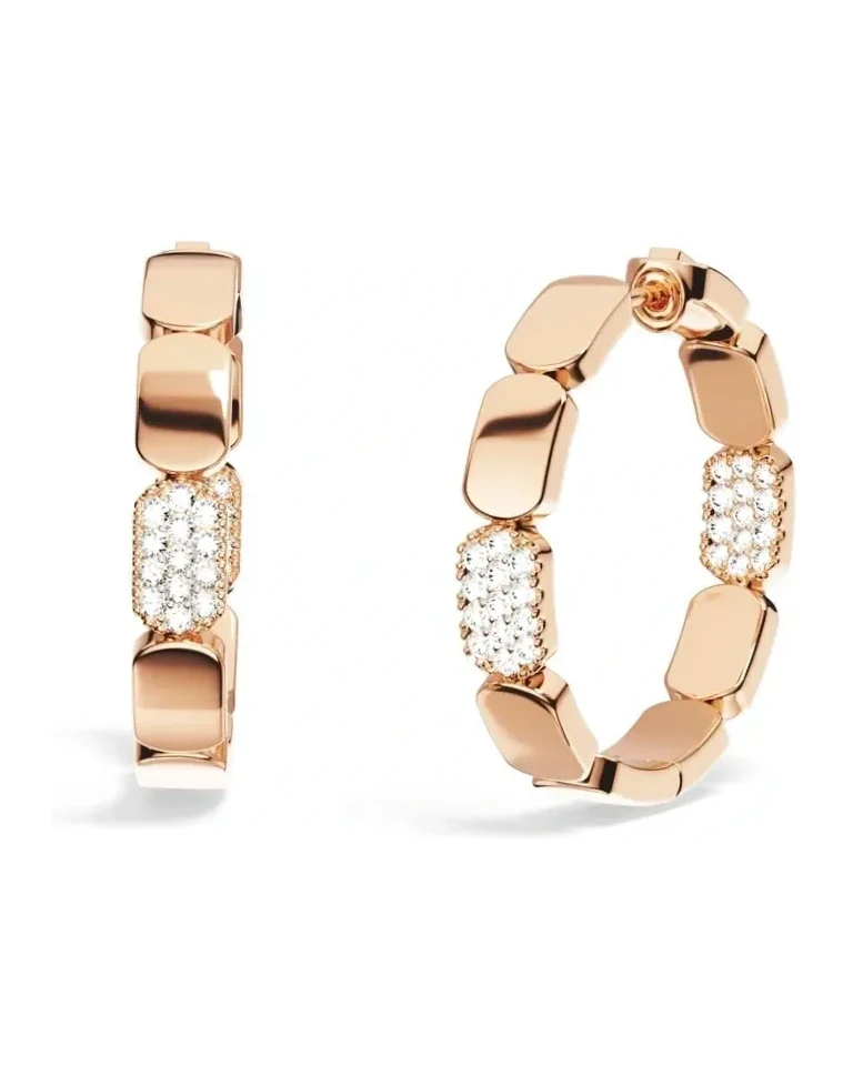 Boucles d'oreilles mini créoles APM Monaco Yacht Club plaqué or rose zirconium