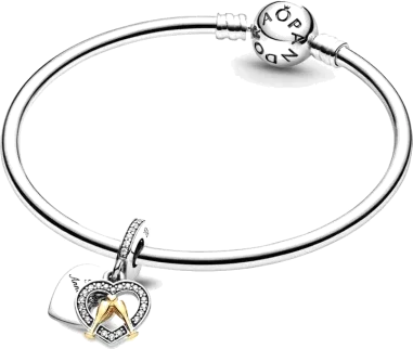Charm Double Pendant Joyeux Anniversaire de Mariage Bicolore — vue 3