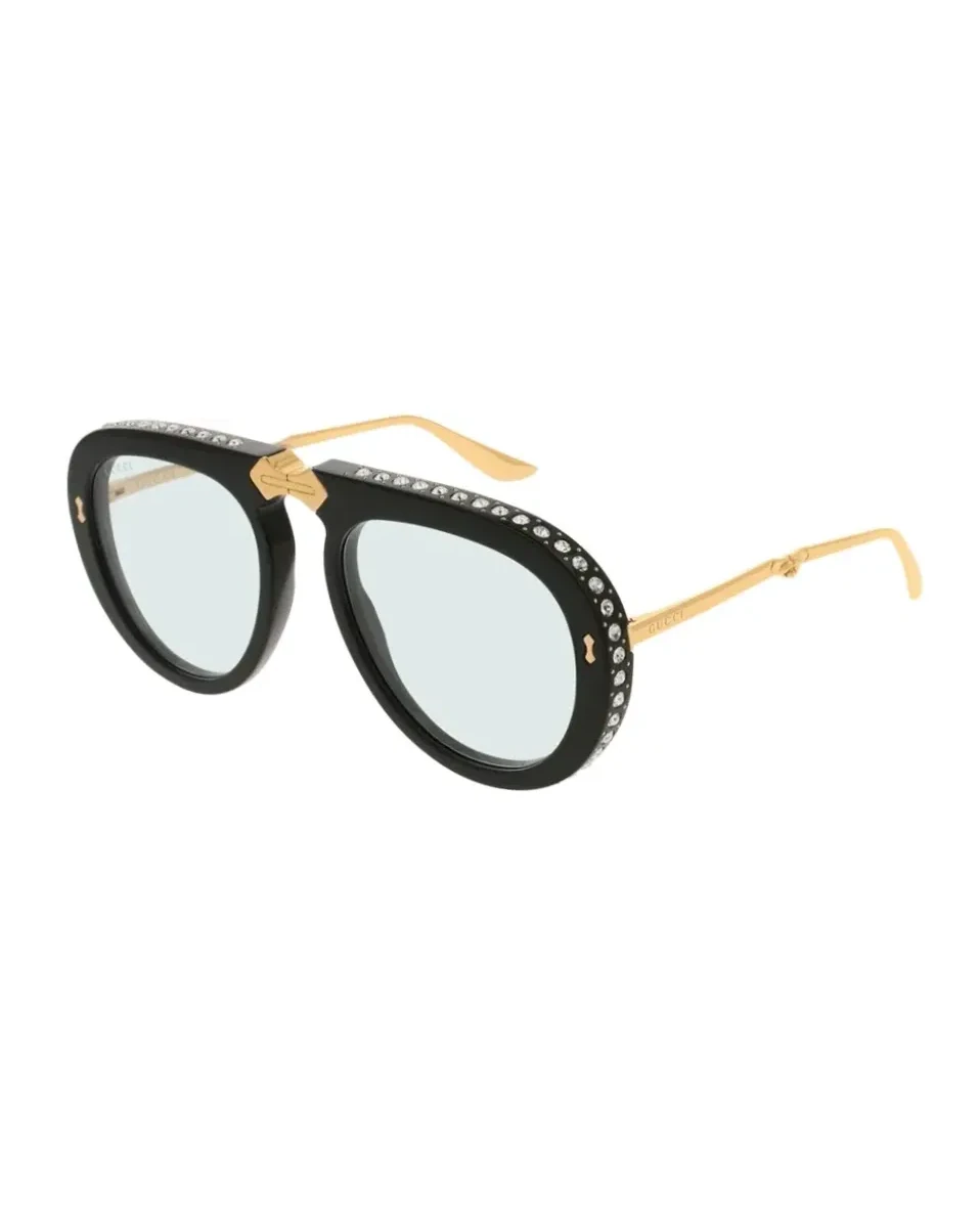 Lunettes de soleil Gucci GG0307S pilote monture noire verres bleu