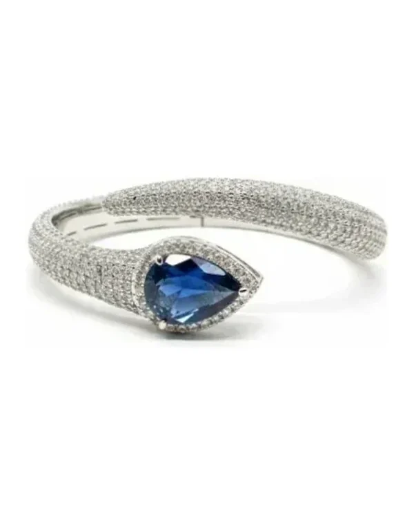 Bracelet jonc APM Monaco serpent argent 925 pierre bleue zirconiums unisexe