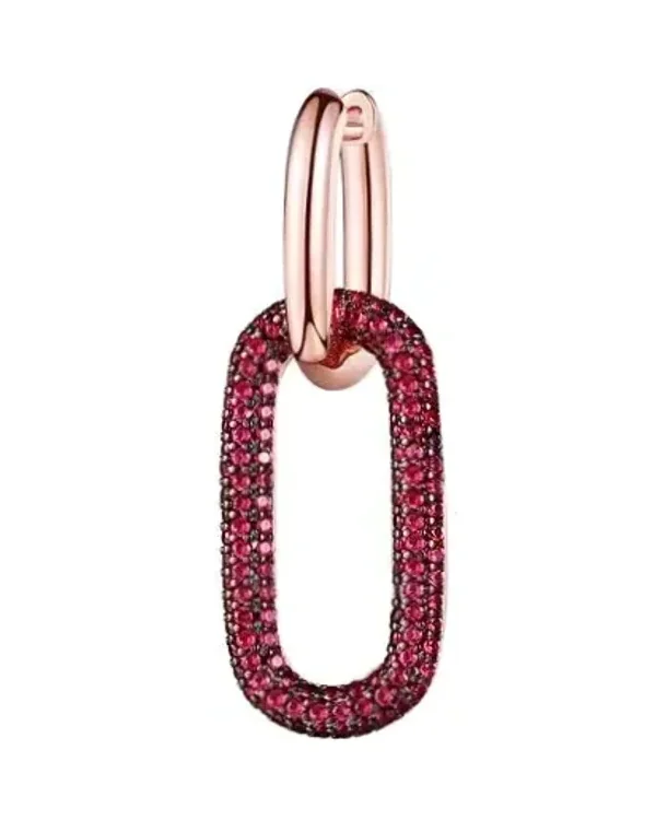 Boucle d'oreille APM Monaco plaqué or rose zirconium fuchsia femme