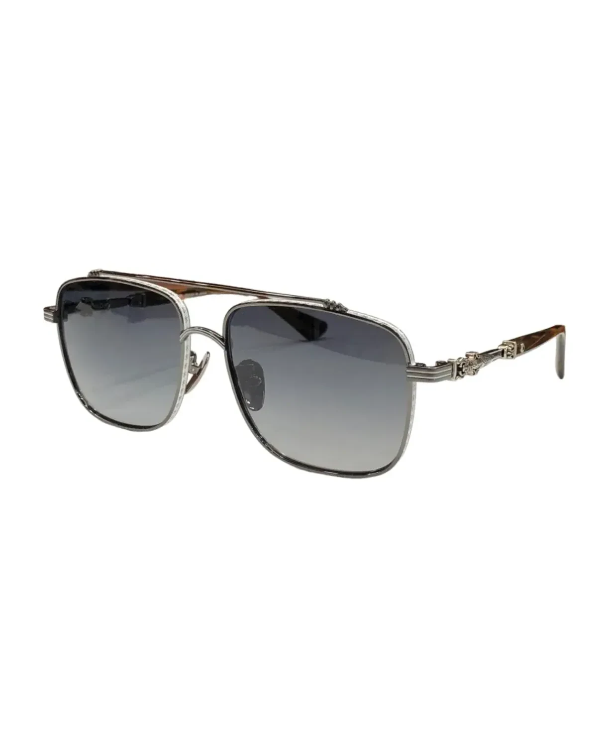 Lunettes de soleil Chrome Hearts CBEATH II forme carée en métal Argenté Homme