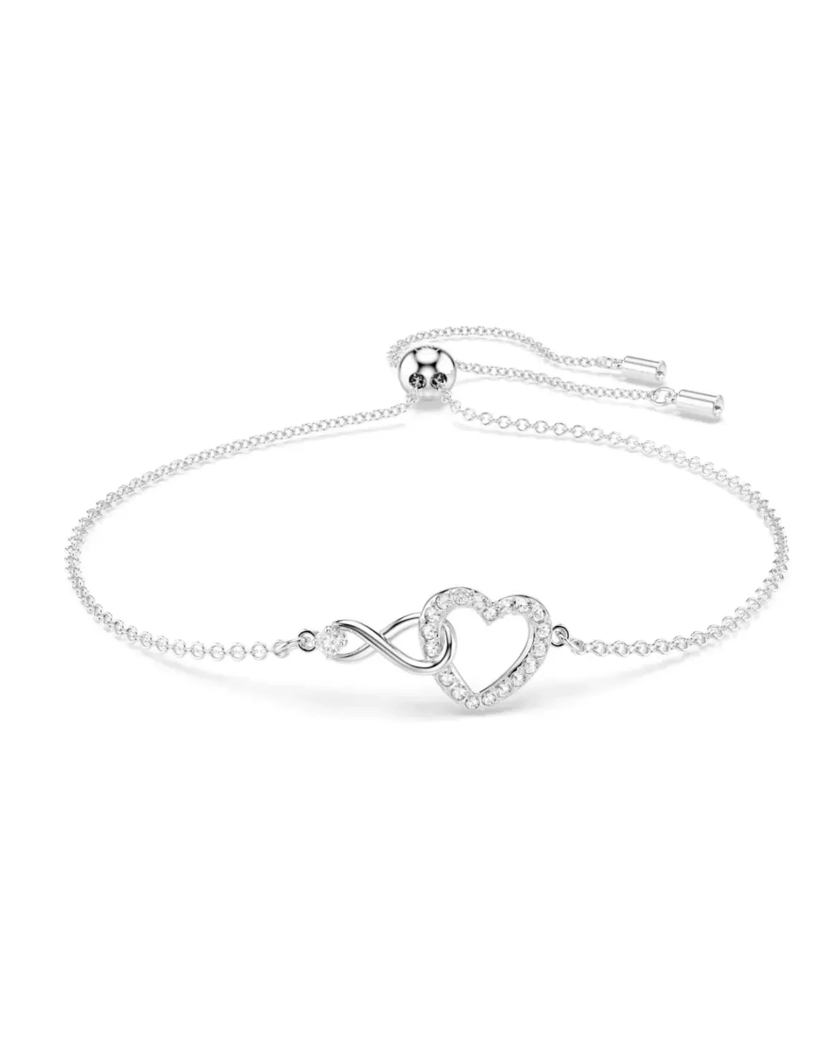 Bracelet Swarovski Infinity Heart métal rhodié argent femme