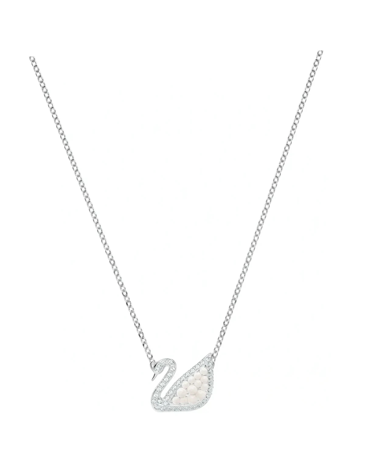 Collier Swarovski Iconic Swan 5416605 plaqué rhodium perles et cristaux blancs Femme