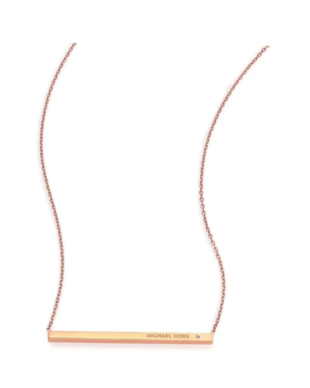 Collier Michael Kors Heritage barre pendante acier inoxydable or rose femme