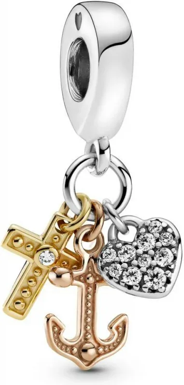 Charm Pandora Pendant argent 925 triple symbolique zirconium transparent femme