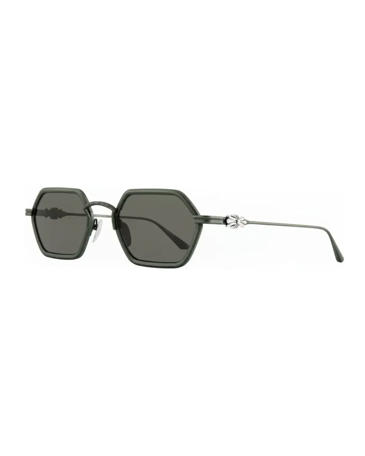 Lunettes de soleil Chrome Hearts Datass monture hexagonale métal vert olive