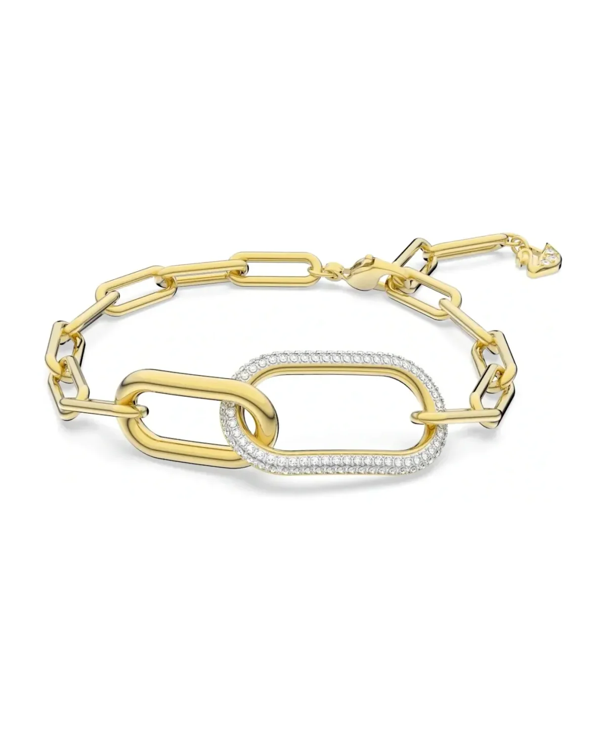 Bracelet Swarovski Time maillons plaqué or cristaux blancs femme