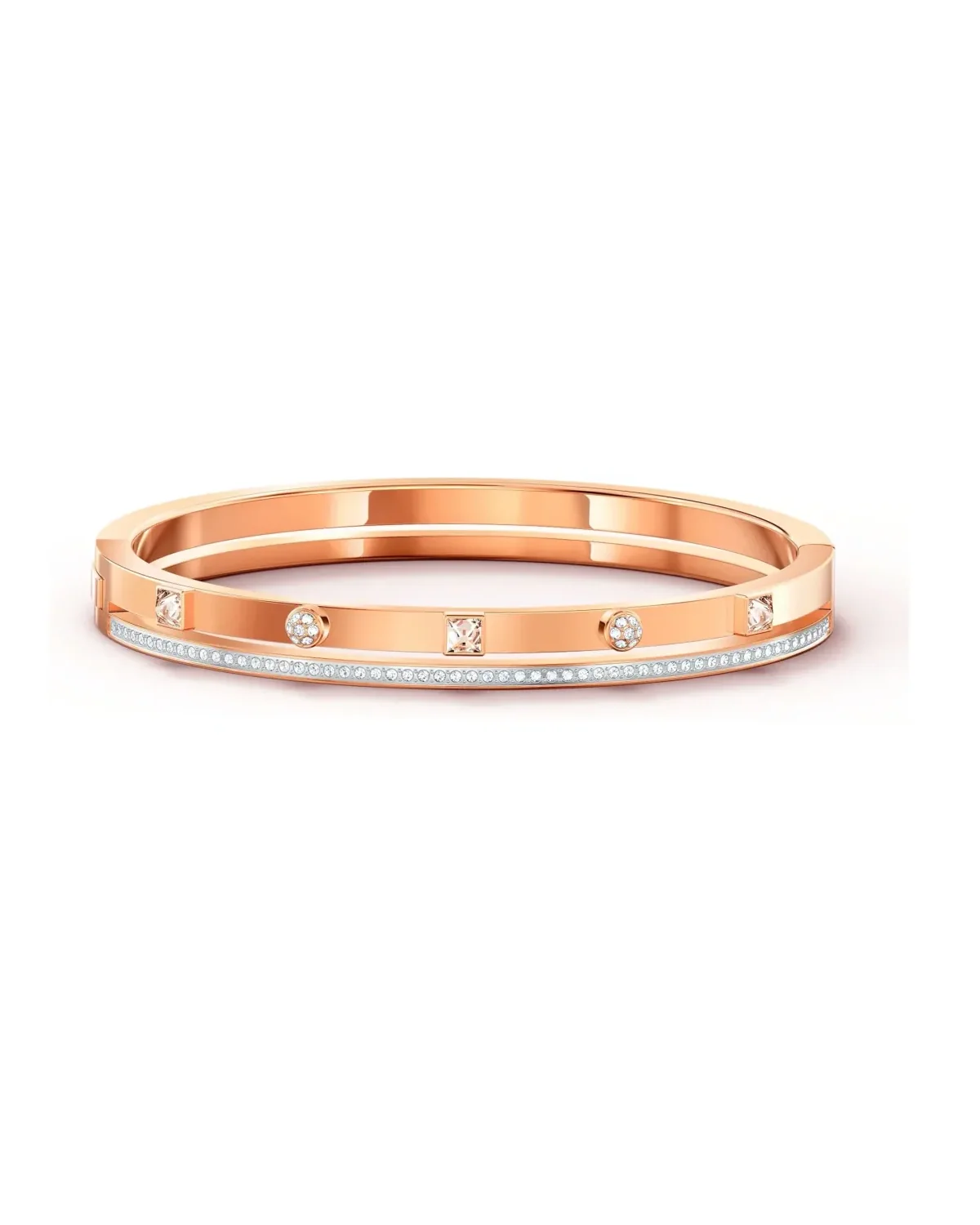 Bracelet jonc Swarovski plaqué or rose cristaux blancs femme