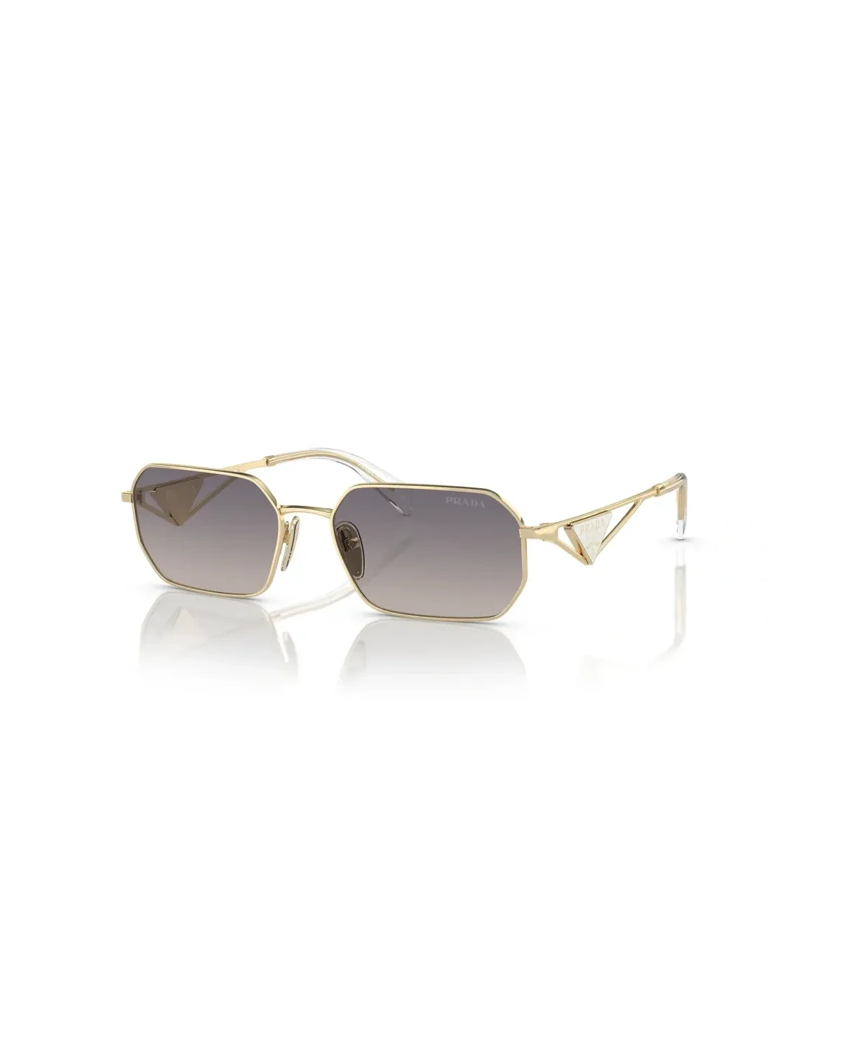 Lunettes de soleil Prada PR A51S monture métal Doré PRA51S Irrégulier Femme