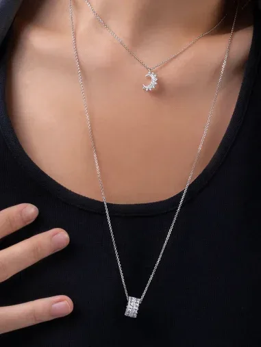 Collier APM Monaco Kaléidoscope - Pendentif Double Anneau Ajustable — vue 3