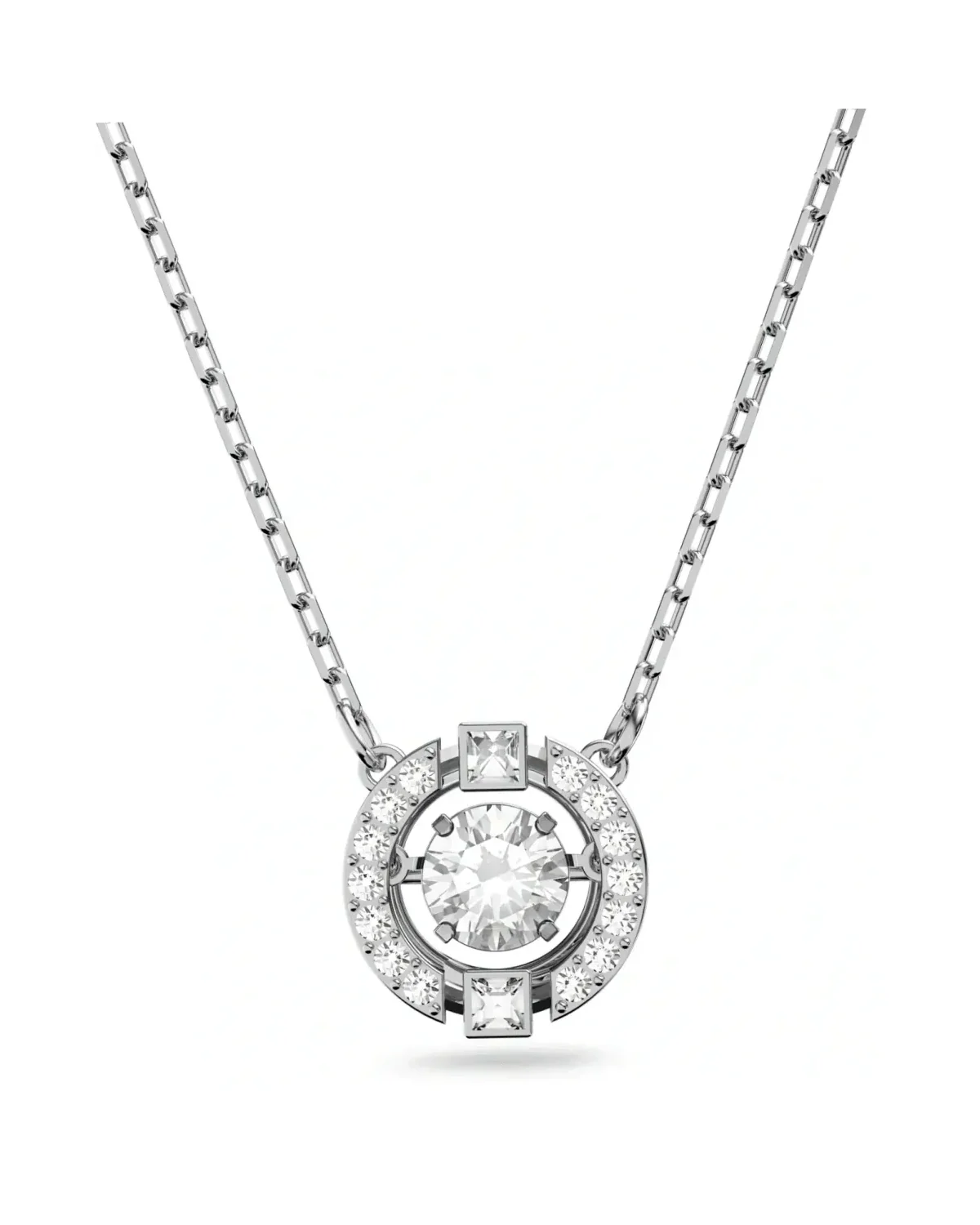 Collier Swarovski Sparkling Dance Round métal rhodié cristaux blancs femme