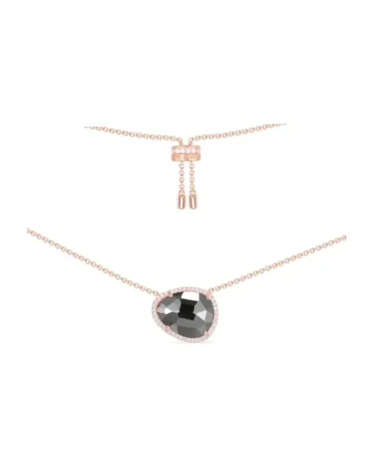 Collier APM Monaco ajustable pendentif anneau argent 925 noir