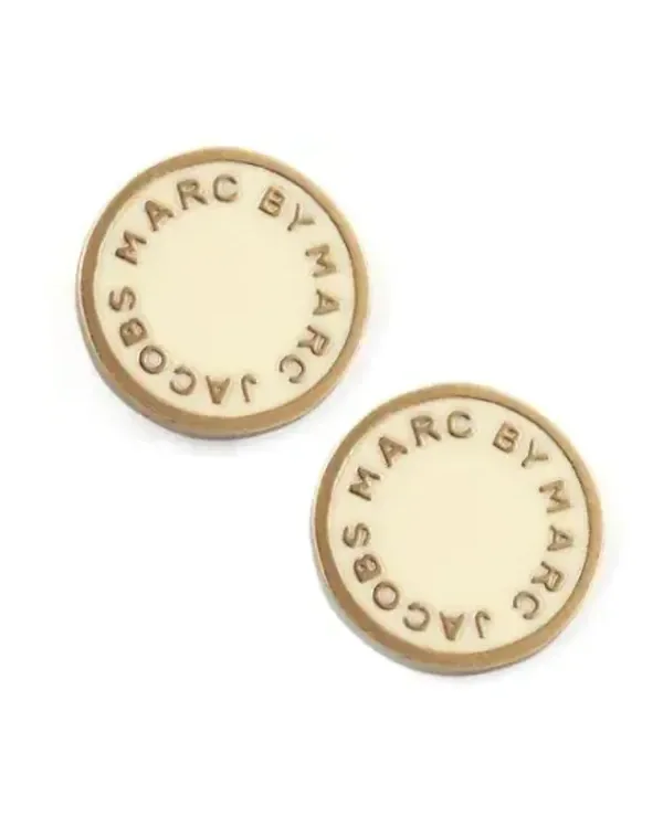Boucles d'oreilles Marc Jacobs disque acier inoxydable blanc femme