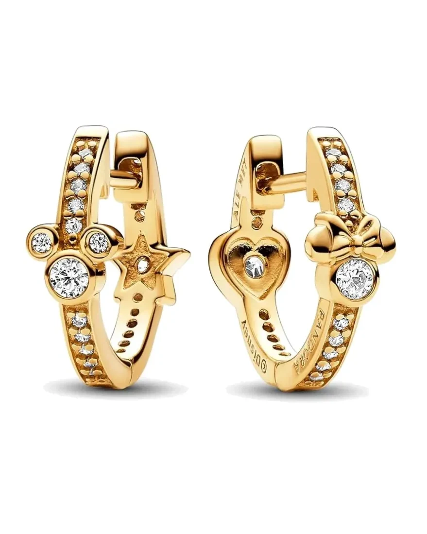 Boucles d'oreilles créoles Pandora Disney Mickey Minnie or zirconium femme