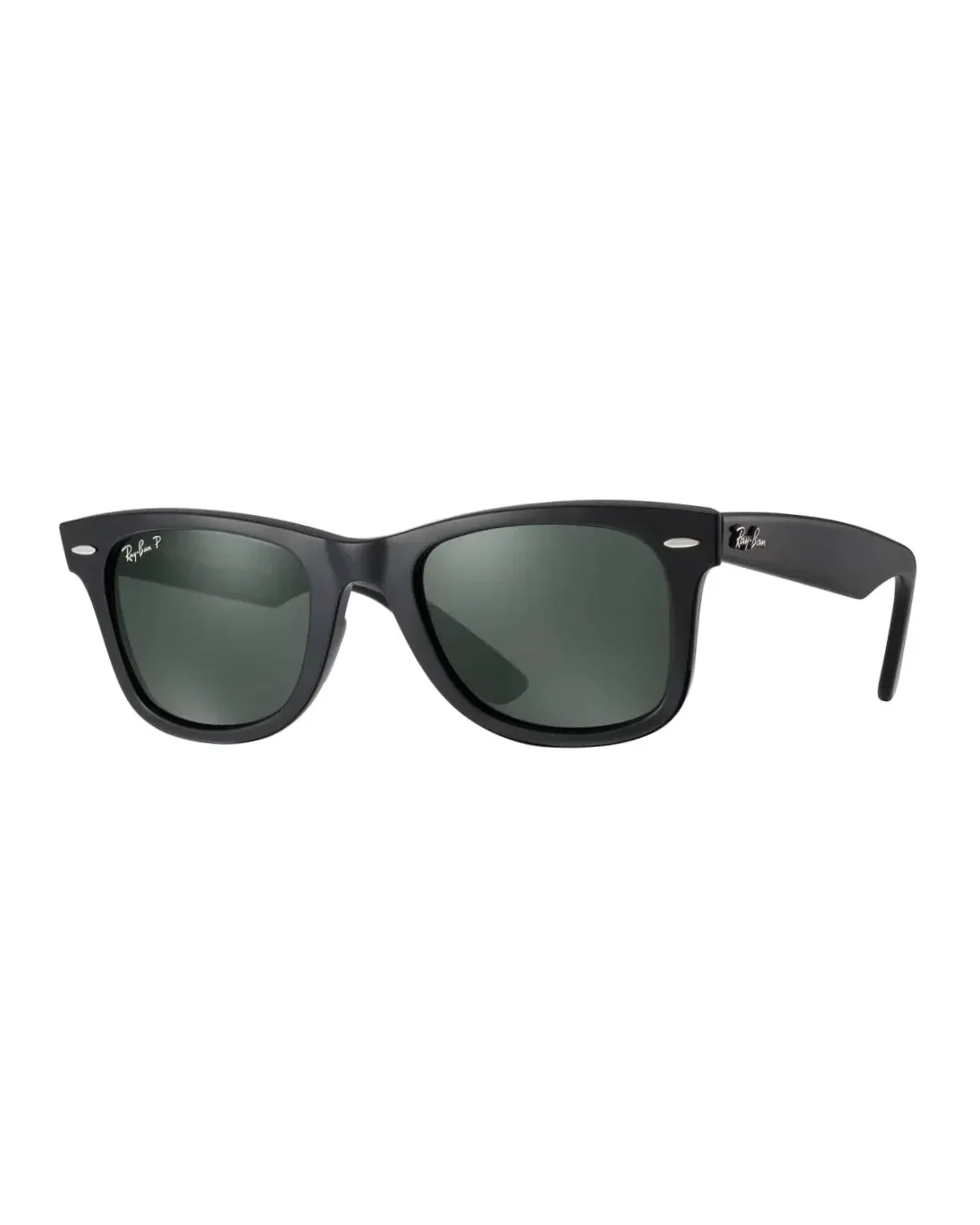 Lunettes de soleil Ray-Ban Wayfarer RB2140 rectangle noir verres polarisés verts