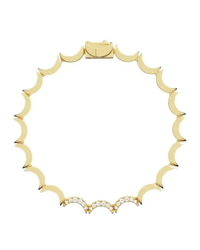 Bracelet APM Monaco Wavy Up and Down plaqué or jaune pavé cristaux