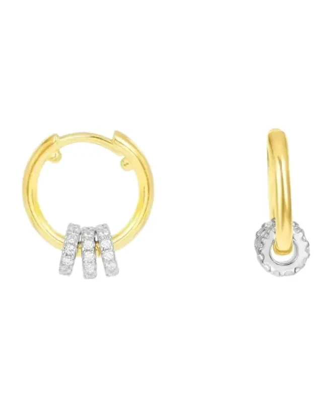 Boucles d'oreilles APM Monaco mini créoles plaqué or jaune zirconium
