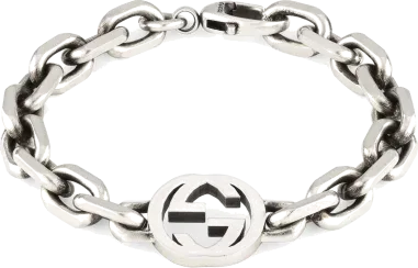 Bracelet Gucci logo GG entrelacé argent 925 homme