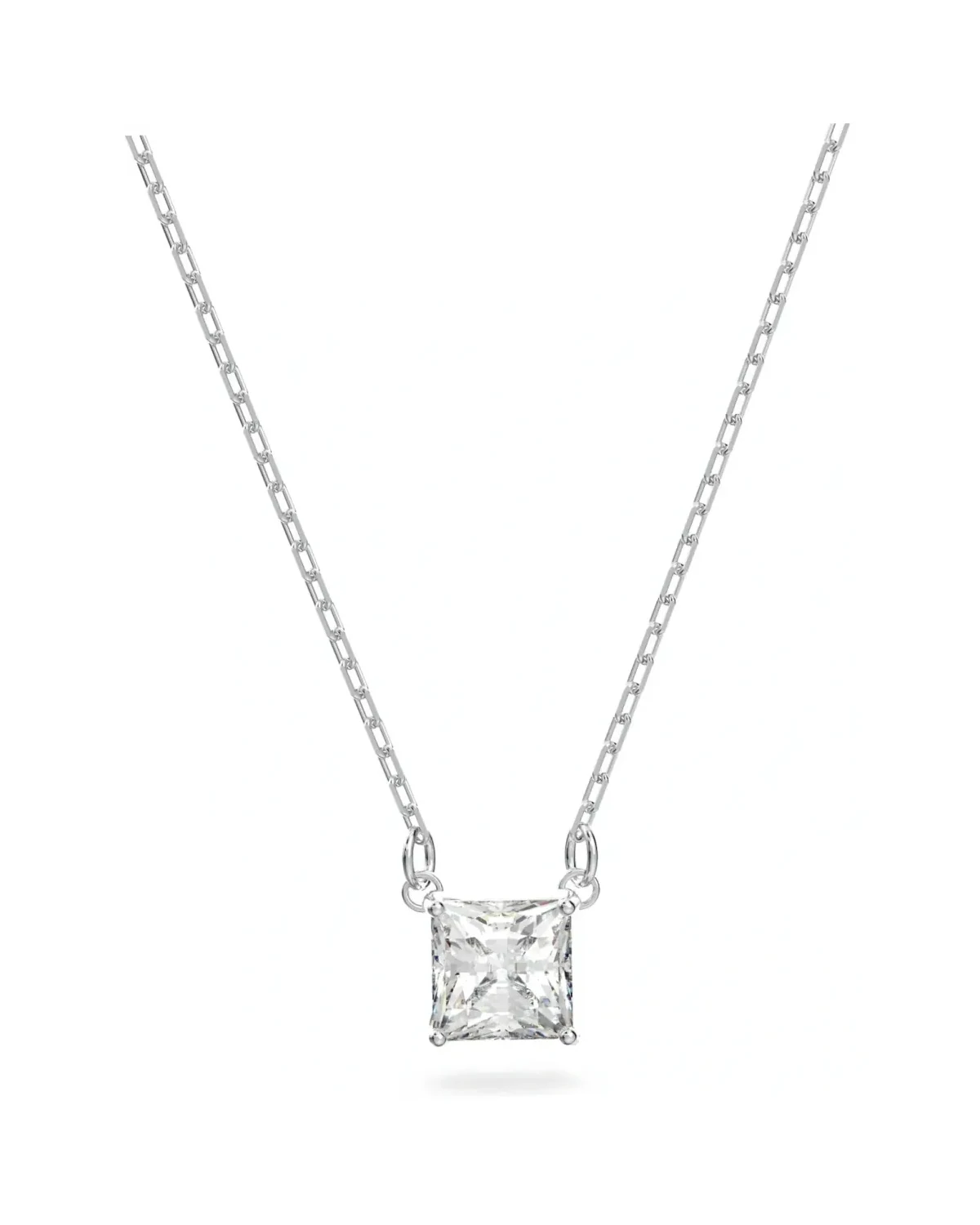Collier Swarovski Attract solitaire carré rhodié zirconium femme