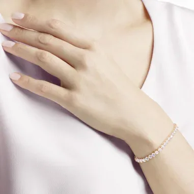 Bracelet Tennis Swarovski - Or Rose — vue 4