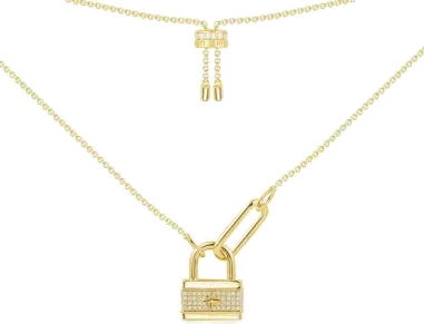 Collier APM Monaco cadenas ajustable cristaux plaqué or jaune