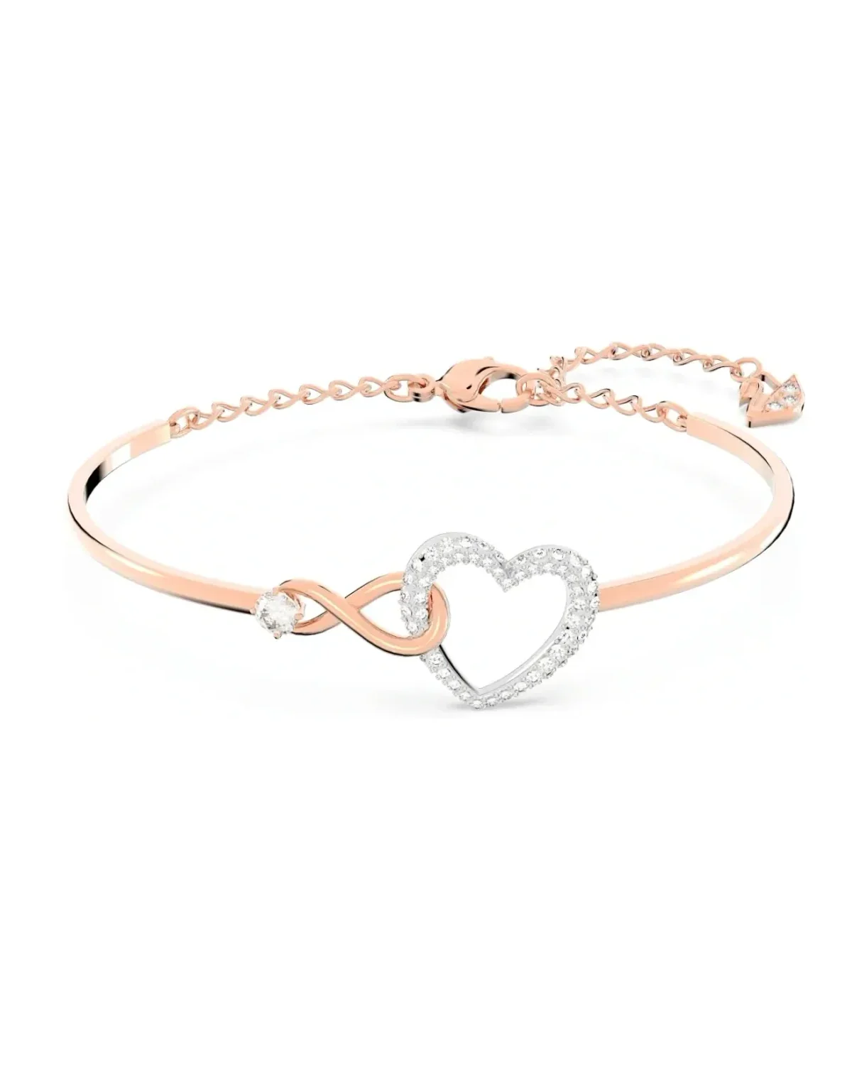 Bracelet Swarovski Hyperbola Infinity Cœur cristaux blancs plaqué or rose