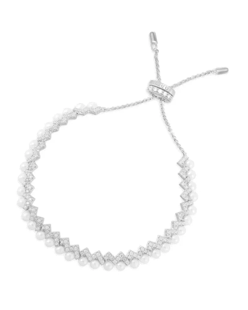 Bracelet APM Monaco up and down argent massif zirconium nacre femme