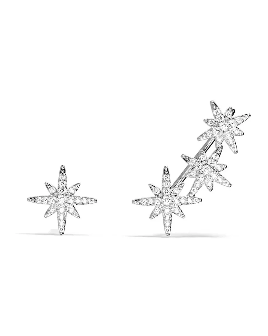 Boucles d'oreilles asymétriques APM Monaco Météorites argent 925 zirconium femme