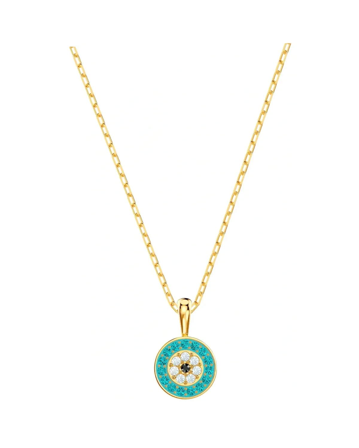Collier Swarovski Luckily métal plaqué or cristaux turquoise femme