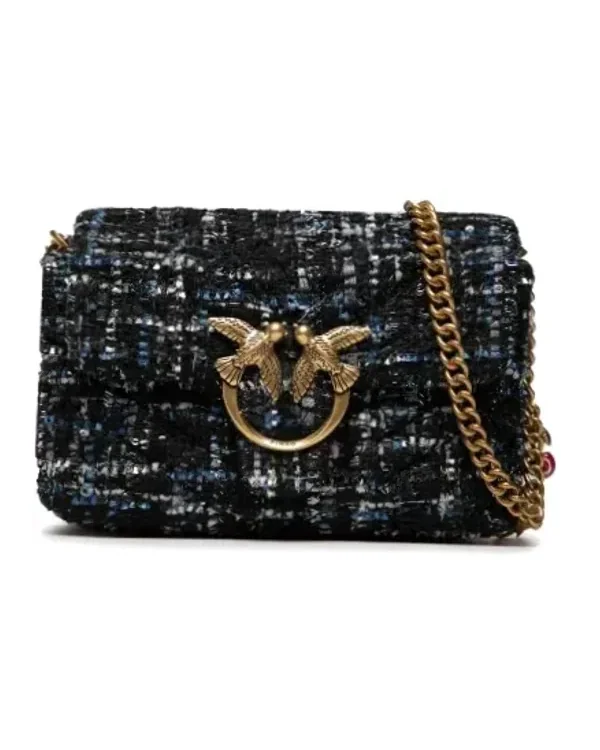 Sac à main Pinko Love Baby Puff Chevron Lux textile noir