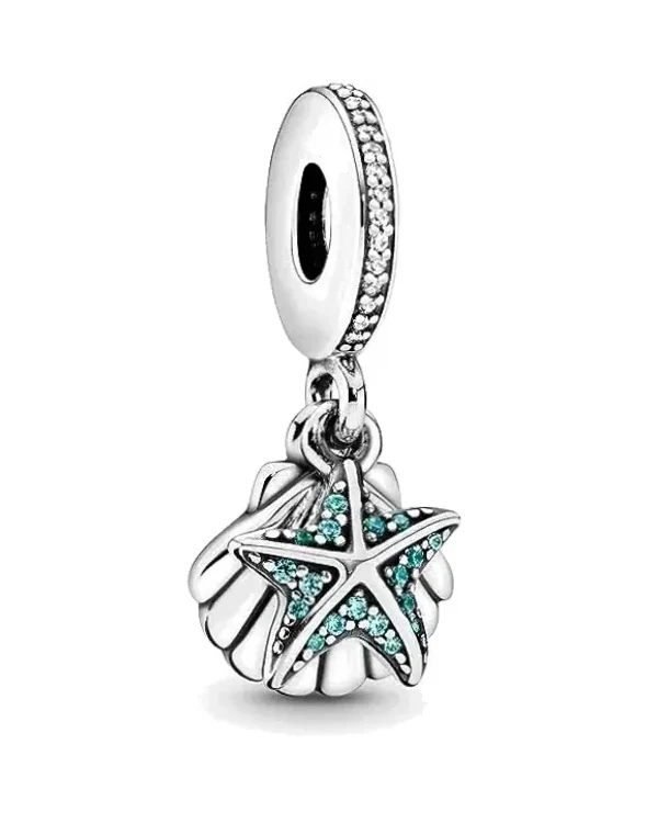 Charm Pandora Pendant Étoile de Mer Coquillage Argent 925 Vert Femme