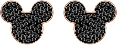 Boucles d'oreilles Mickey & Minnie Swarovski - Plaqué or rose et cristaux noirs