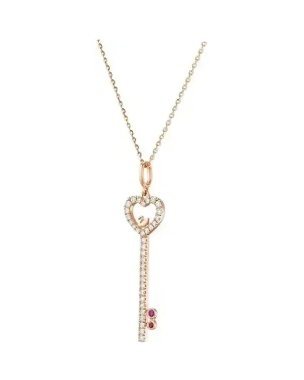 Collier Swarovski Clef Swan motif cœur plaqué or rose cristaux