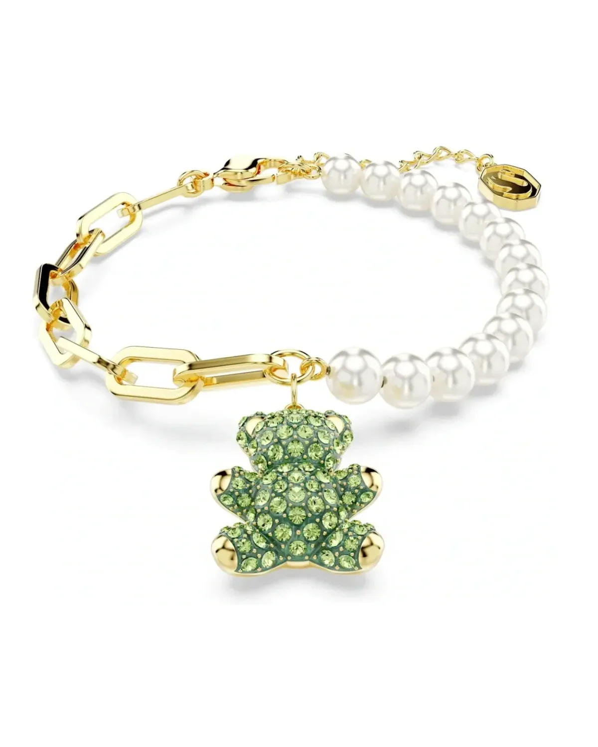 Bracelet Swarovski Ours Teddy zirconium vert plaqué or femme