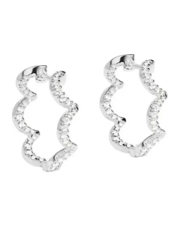Boucles d'oreilles mini créoles APM Monaco Wavy Up and Down argent 925 zirconium