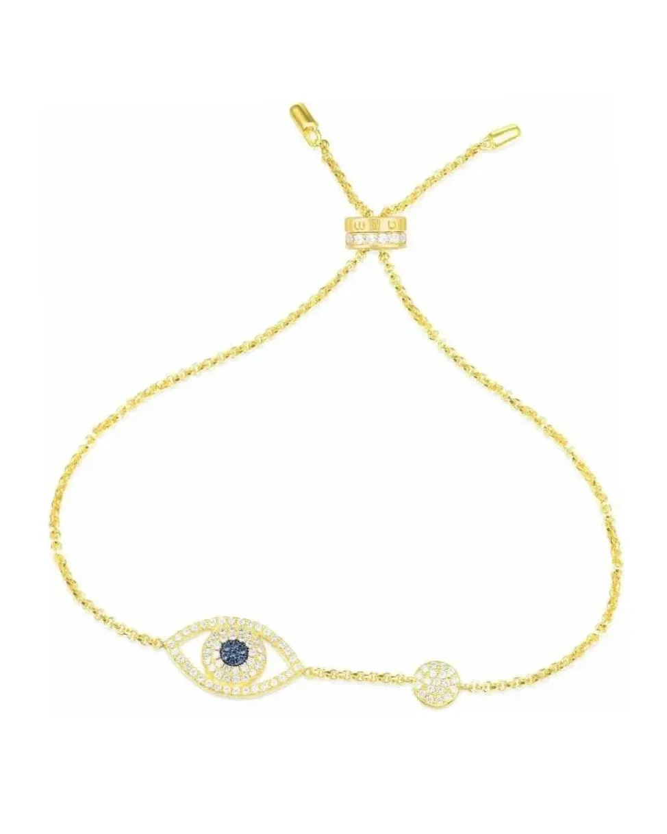 Bracelet APM Monaco Lucky Eye plaqué or jaune zirconium femme