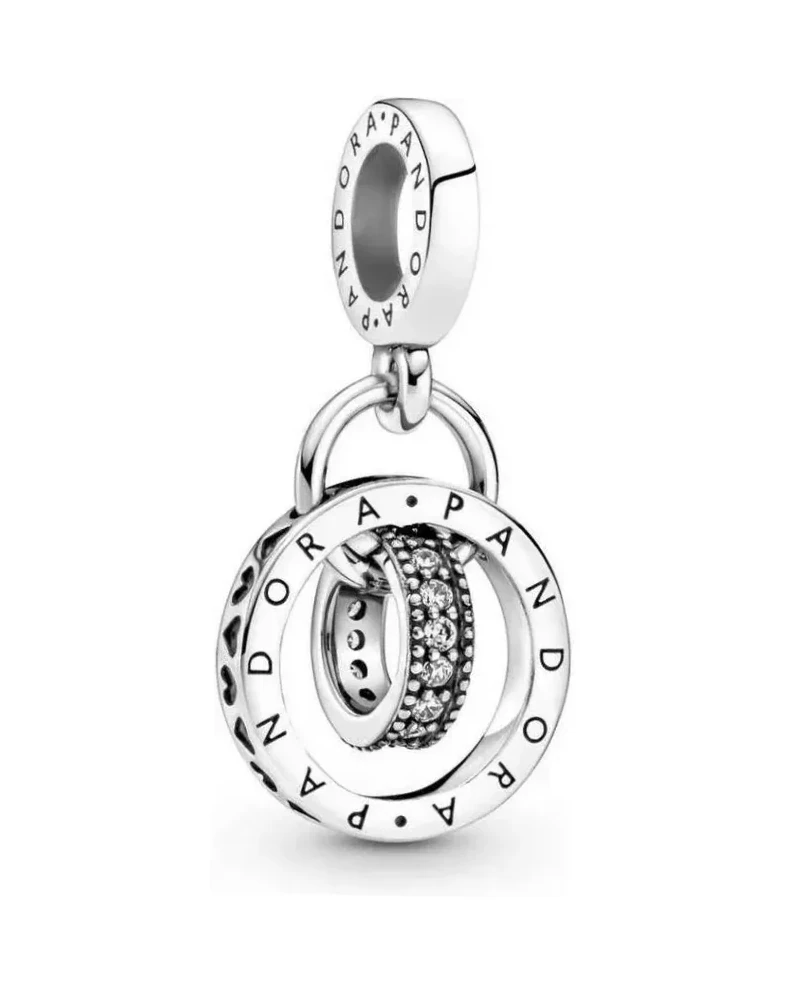 Charm Pandora Pendant Cercles Logo Signature argent 925 zirconium femme