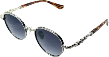 Lunettes de Soleil Rondes Chrome Hearts - Argent et Écaille de Tortue