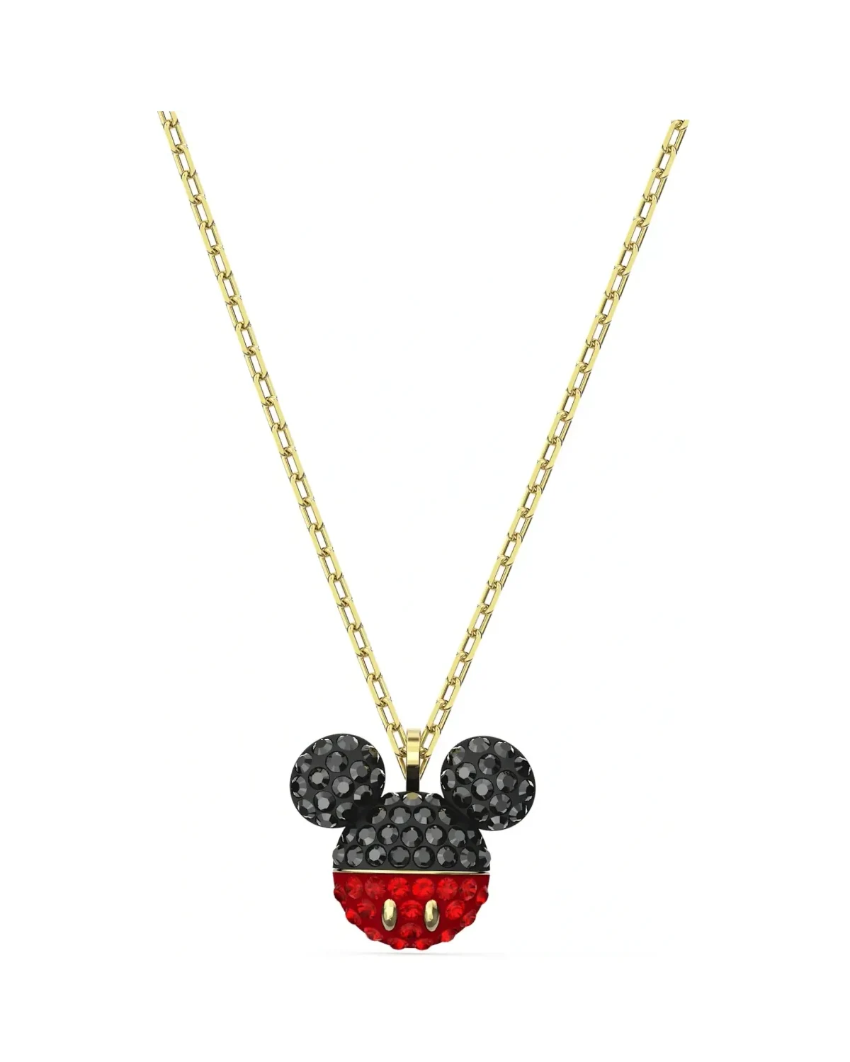 Collier Swarovski Mickey & Minnie plaqué or cristaux noirs et rouges femme