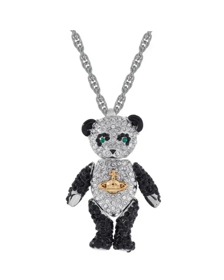 Collier Vivienne Westwood Ourson Teddy noir zirconium femme