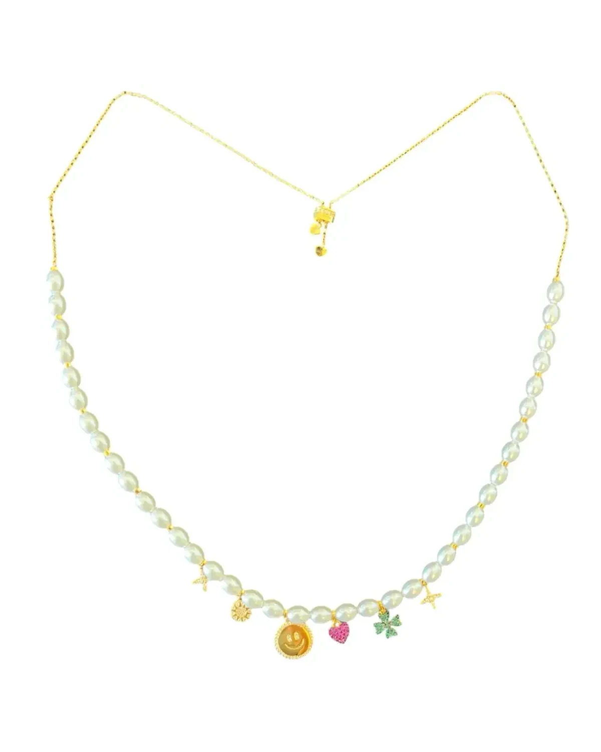 Collier APM Monaco breloques ajustable plaqué or jaune