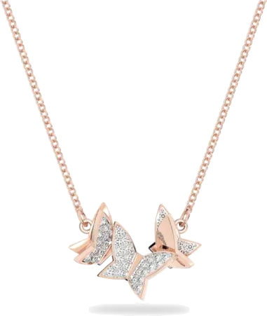Collier Lilia Swarovski - Papillons Cristaux Or Rose