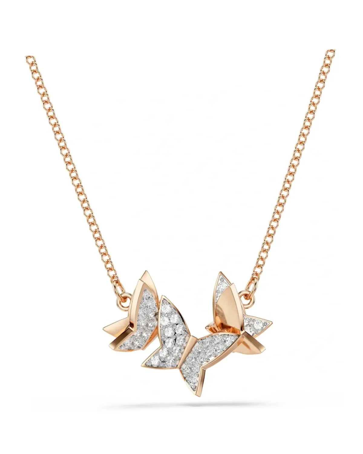 Collier Swarovski Lilia plaqué or rose papillons cristaux