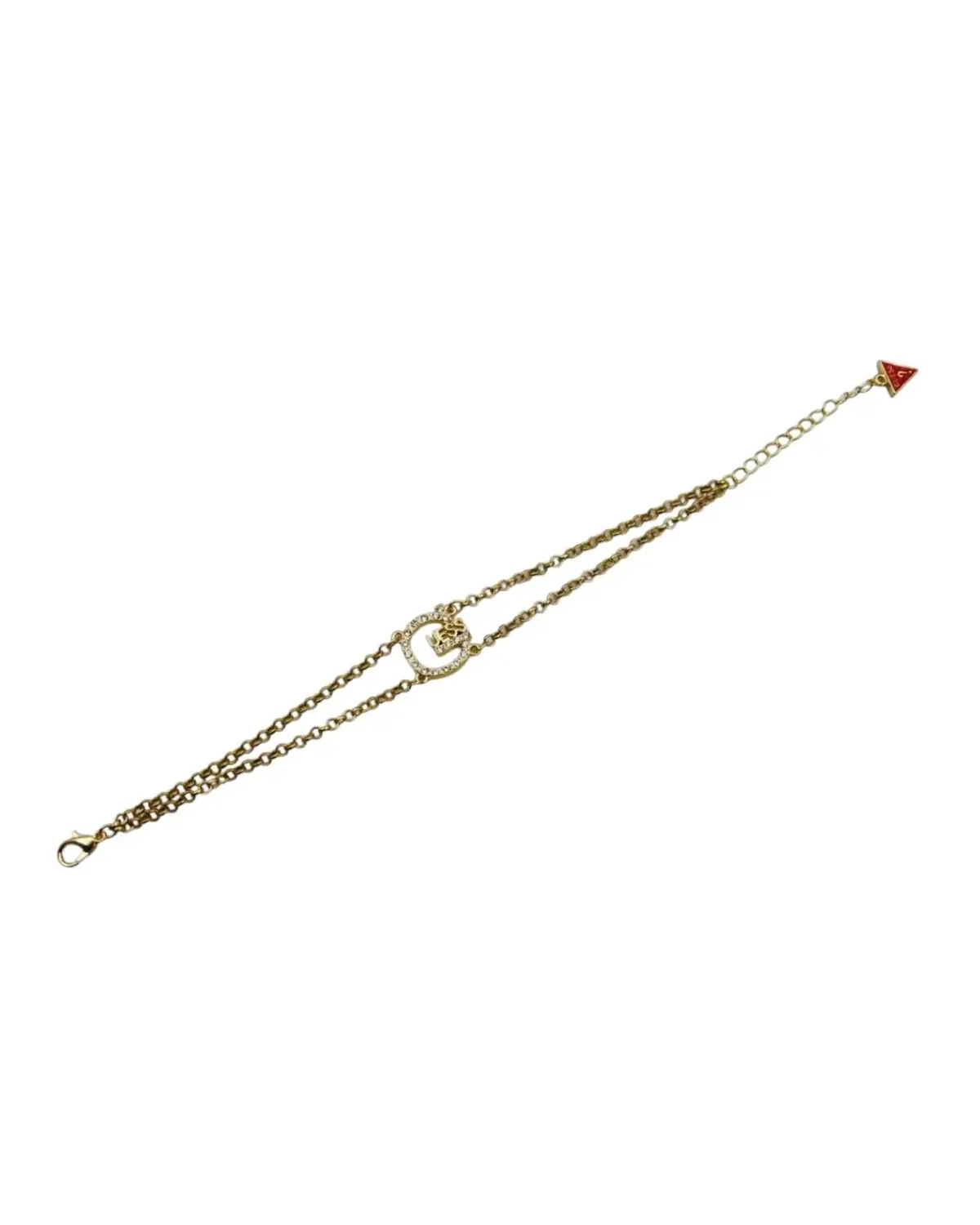 Bracelet Guess ajustable métal plaqué or logo G cristaux femme