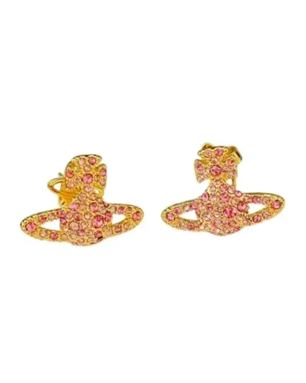 Boucles d'oreilles Vivienne Westwood bas relief zirconium doré laiton femme