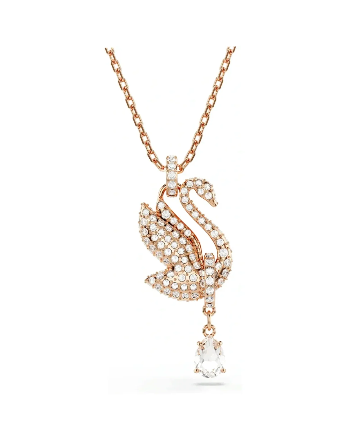 Collier Swarovski Swan plaqué or rose cristaux blancs femme