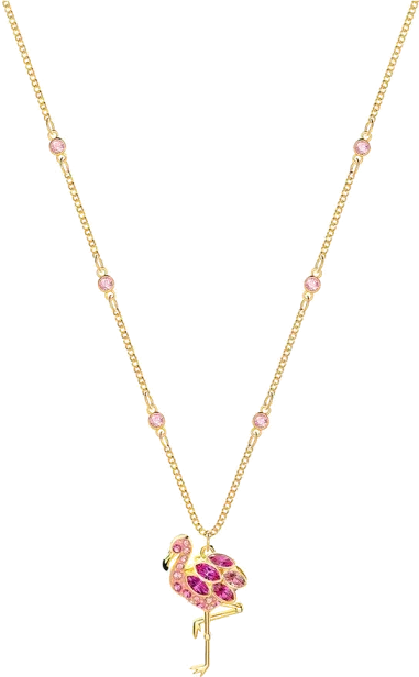 Collier Flamingo Swarovski plaqué or et cristaux roses