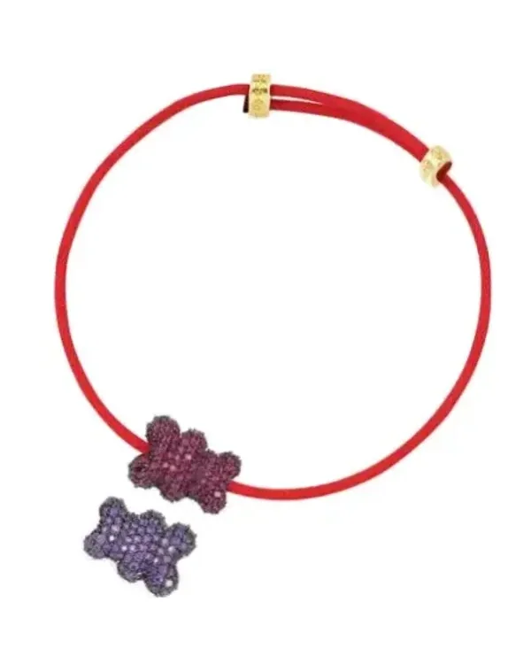Bracelet APM Monaco Yummy Bear Valentin nylon rouge unisexe